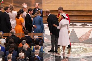 LONDON, ENGLAND - JUNE 03: Prince Harry, Duke of Sussex, and Meghan, Duchess of Sussex attend the National Service of Thanksgiving at St Paul's Cathedral on June 03, 2022 in London, England. The Platinum Jubilee of Elizabeth II is being celebrated from June 2 to June 5, 2022, in the UK and Commonwealth to mark the 70th anniversary of the accession of Queen Elizabeth II on 6 February 1952. (Photo by Dan Kitwood -WPA Pool/Getty Images)