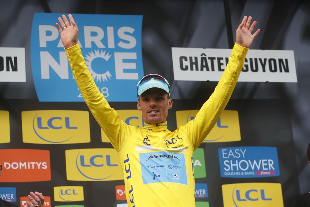 Luis Leon Sanchez in yellow after stage 3 of Paris-Nice