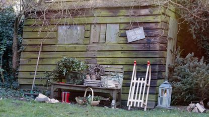 Garden shed set up for December