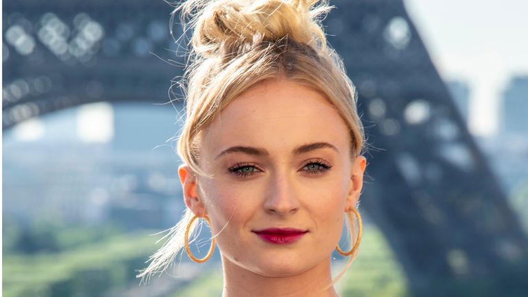 Sophie Turner attends the "X-Men Dark Phoenix" Photocall At Cafe De L'Homme on April 26, 2019 in Paris, France.