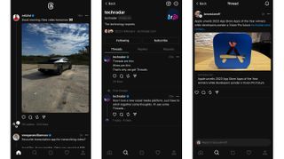Screenshots showing the Threads app