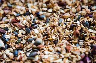 A close-up of granola which is healthy