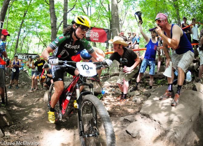 Mary McConneloug (Kenda NoTubes) is quite used to fans like this at the World Cup races