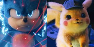 Sonic The Hedgehog and Detective Pikachu side by side