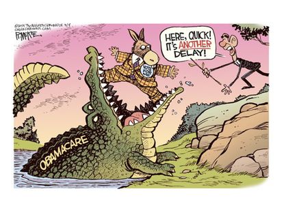 Political cartoon ObamaCare delay