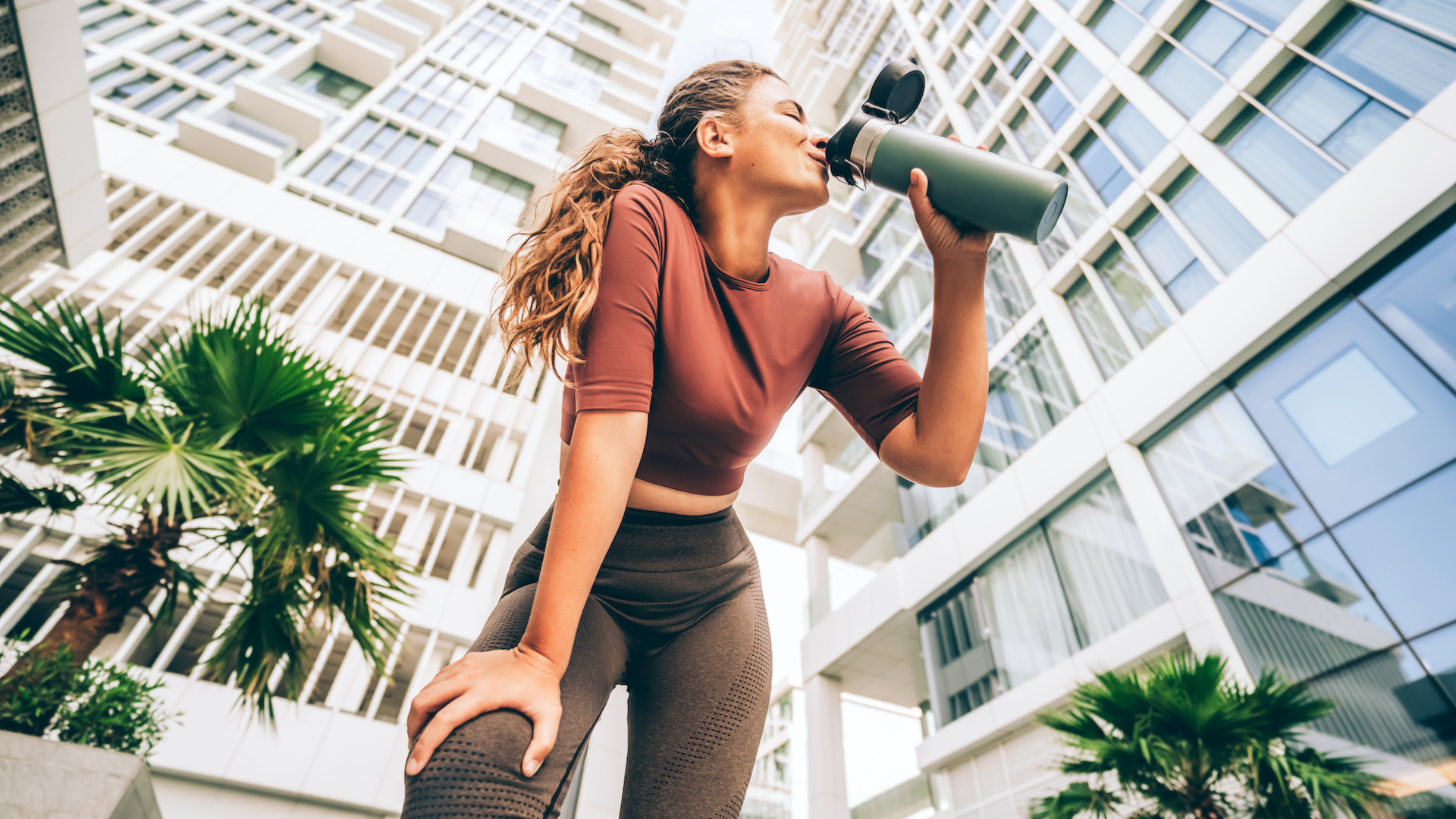 woman drinking water