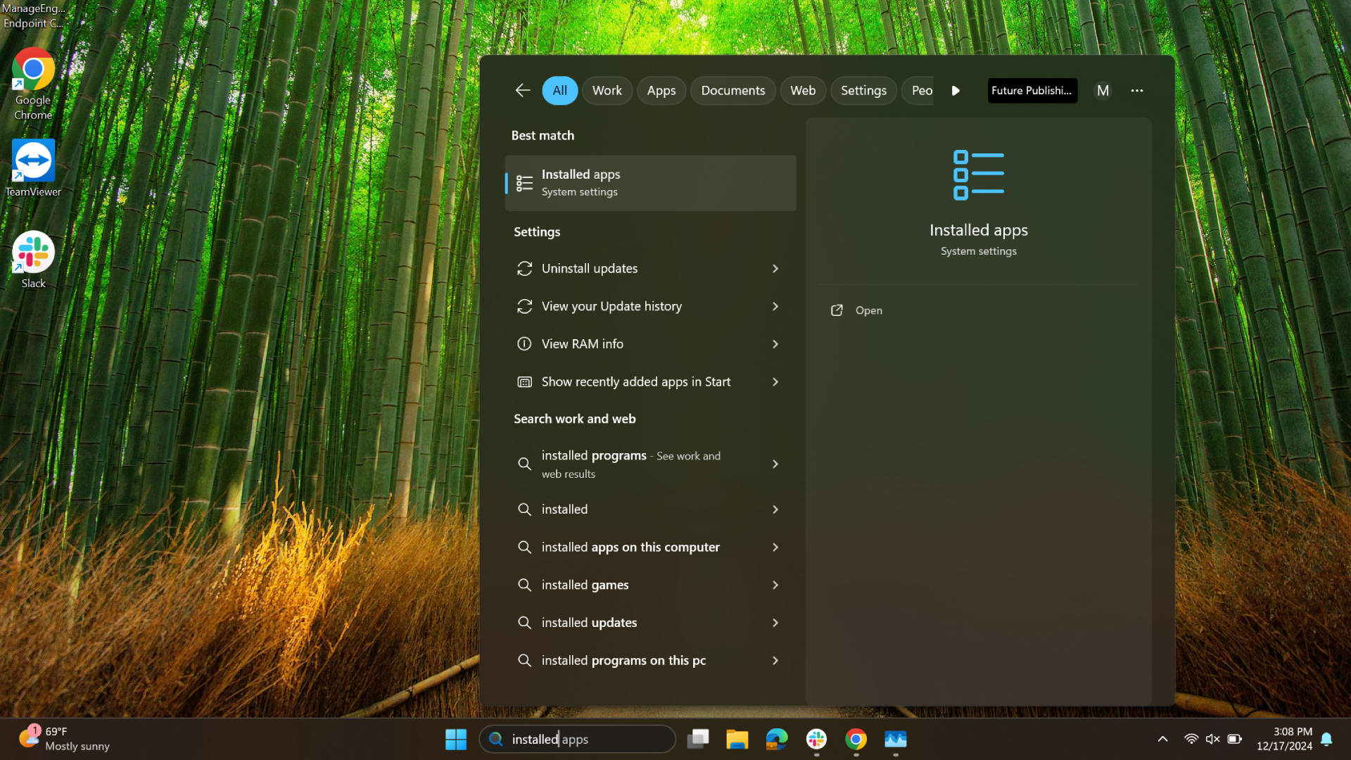 Windows 11 Installed apps Settings option