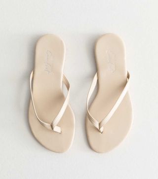 New Look, Off White Leather-Look Toe Post Sandals