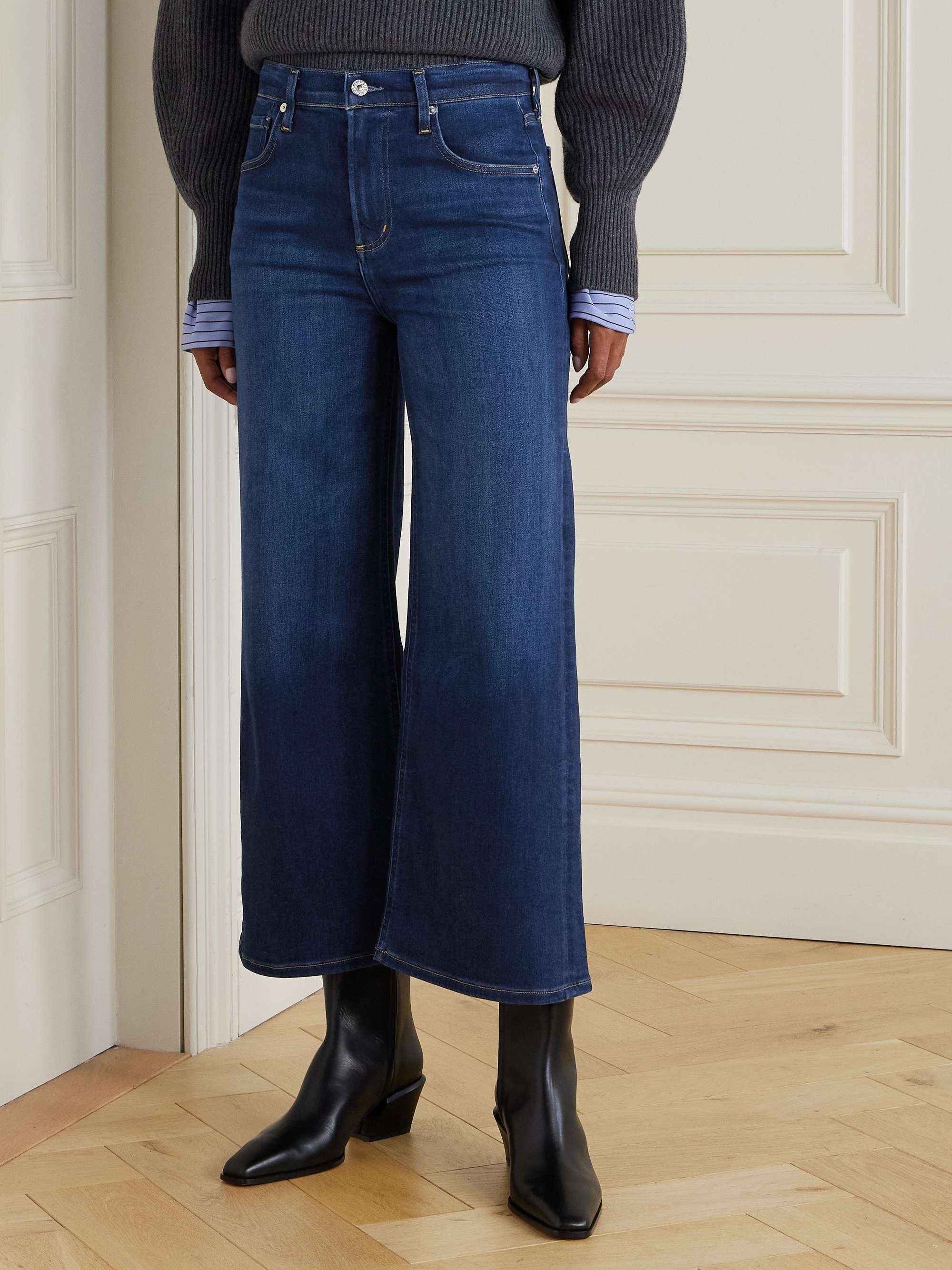 Lyra Cropped High-Rise Wide-Leg Jeans