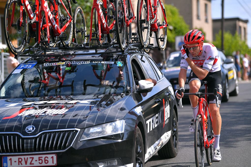 Michael Gogl at the Trek-Segafredo team car