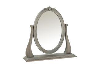 Camille Dressing Table Oval Mirror with French-style carving and finished in a grey washed oak