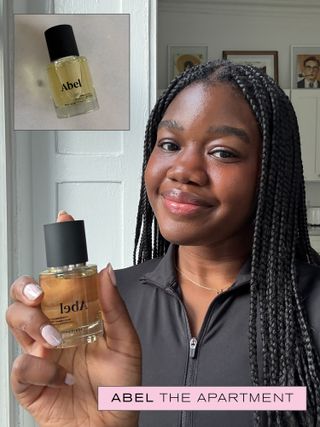 Associate Beauty Editor Maya Thomas with Abel's The Apartment Eau de Parfum