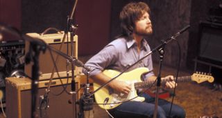 George Terry lays down a track at the Record Plant, playing a cream Fender Stratocaster.