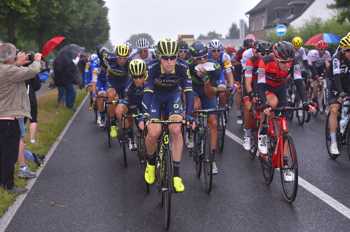 Orica-Scott at the front of the peloton