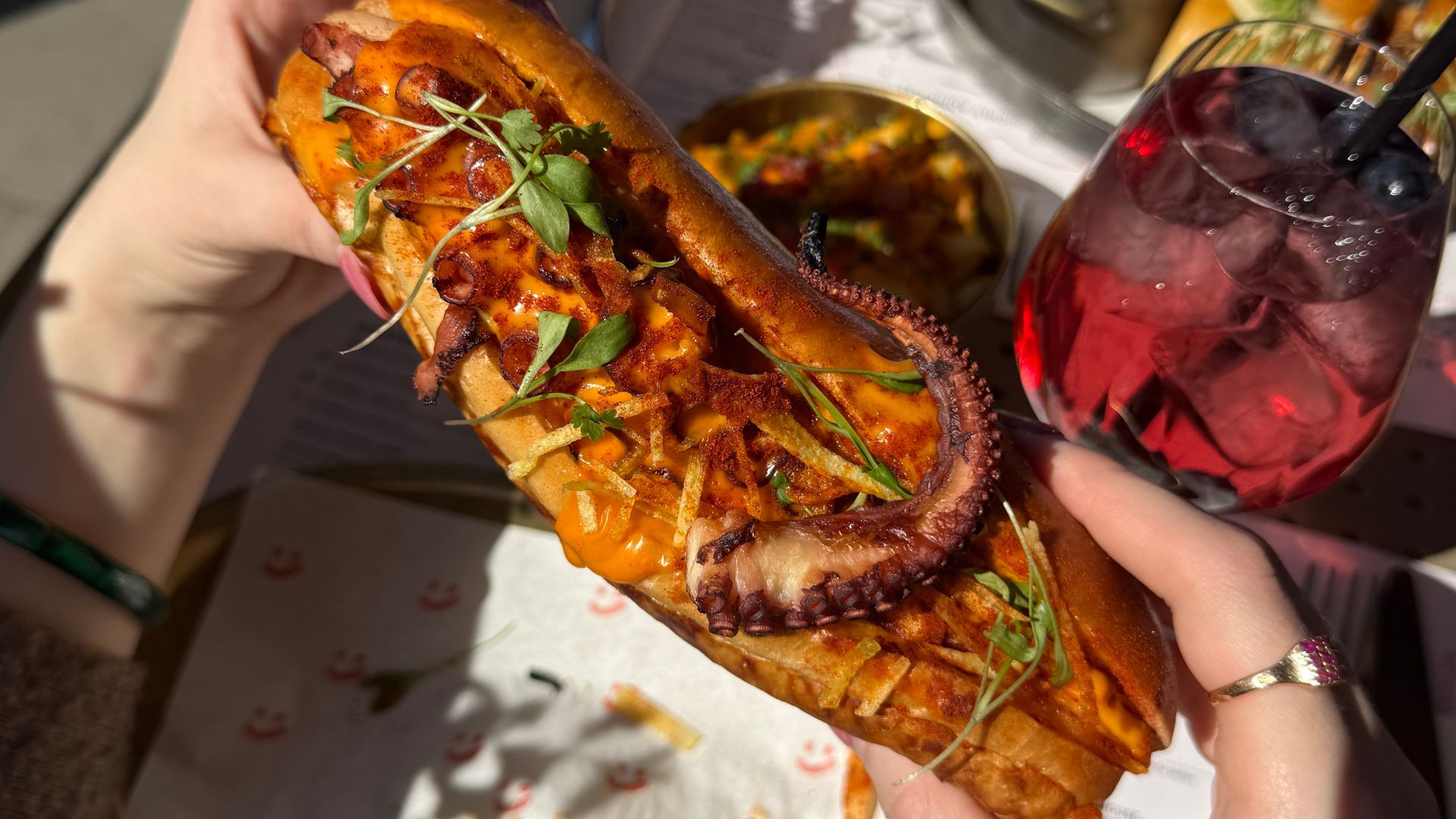 an image of the octopus brioche hot dog