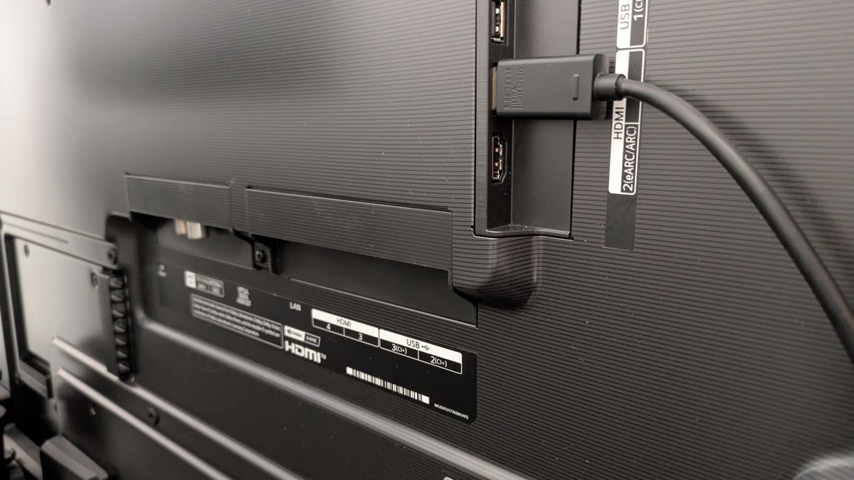 LG G6 OLED TV ports, showing four HDMI 2.1 ports as well as USB
