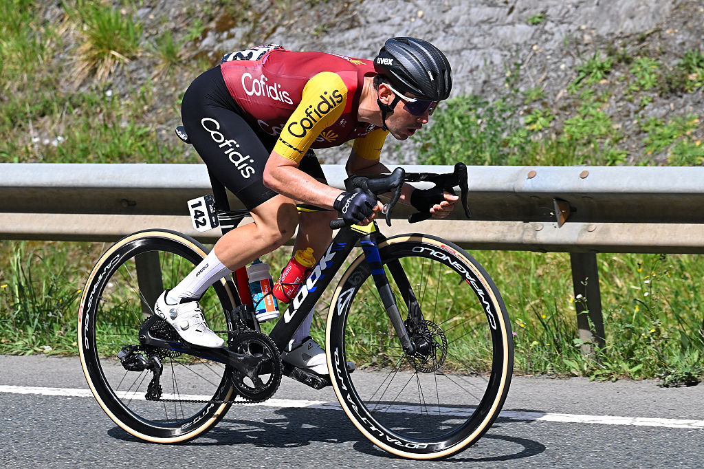 EIBAR, SPAIN - APRIL 10: Alex Aranburu of Spain and Team Cofidis competes in the breakaway during the 65th Itzulia Basque Country 2026, Stage 5 a 176.2km stage from Eibar to Eibar / #UCIWT / on April 10, 2026 in Eibar, Spain. (Photo by Tim de Waele/Getty Images)