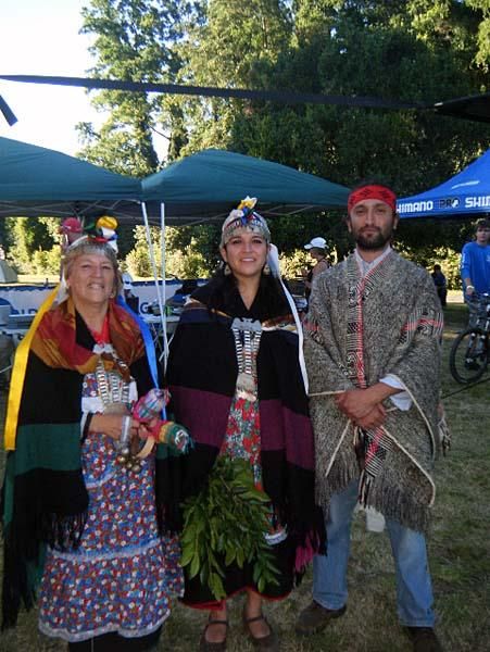 Mapuche native dancers perform for the athletes before the race