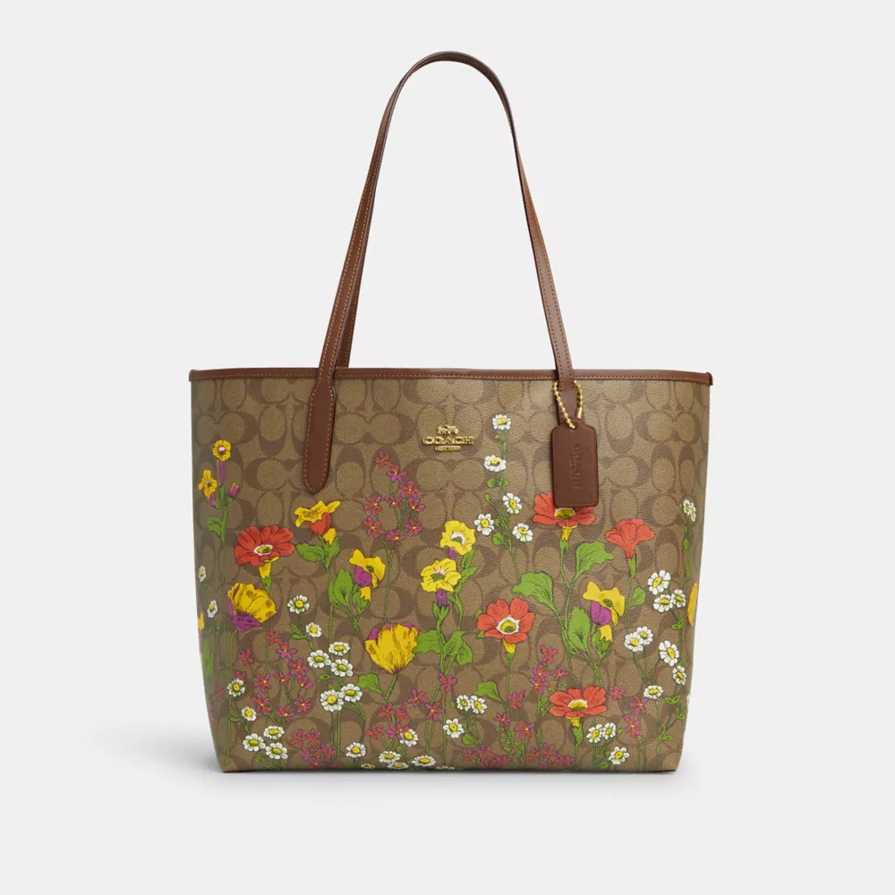 City Tote Bag in Signature Canvas With Floral Print