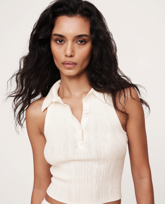 Banana Republic, Crinkle Knit Sleeveless Polo 