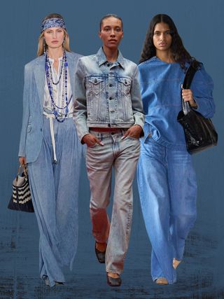 Women in double denim outfits