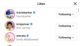 The likes from Kris Jenner, Travis Barker and Emily Ratajkowski on Kim's post