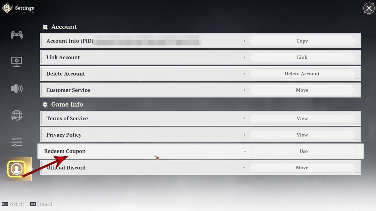 The Seven Deadly Sins: Origin window showing "Redeem Coupon" at the bottom, the place to click for using codes