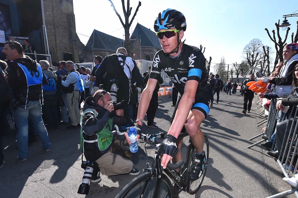 Chris Froome (Team Sky) at the finish after his crash.