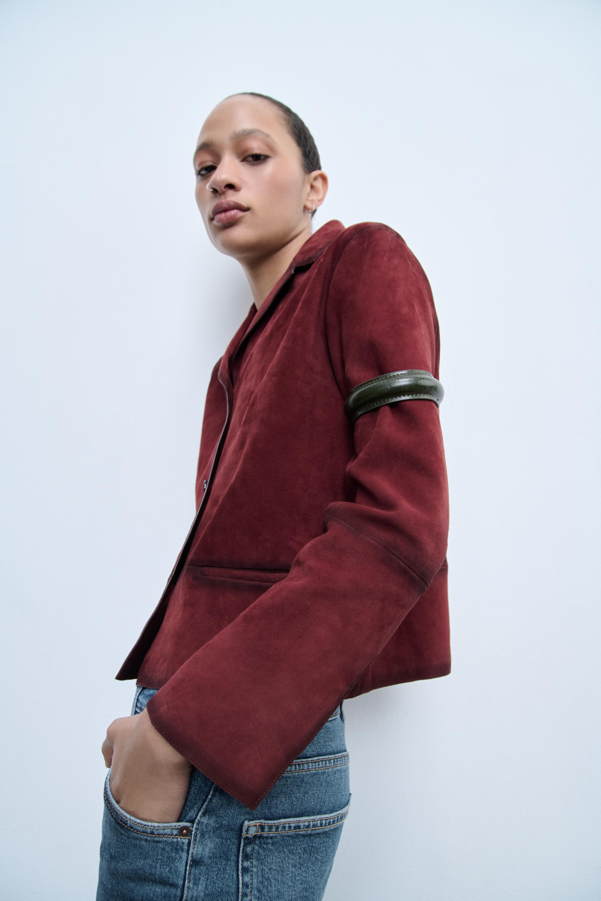 100% Suede Leather Blazer Zw Collection