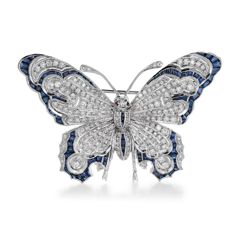 Victorian Sapphire &amp;quot;butterfly&amp;quot; Brooch, Multi Shape Cz Stone Vintage Style Brooch, Women's Insect Butterfly Brooch, Antique Engagement