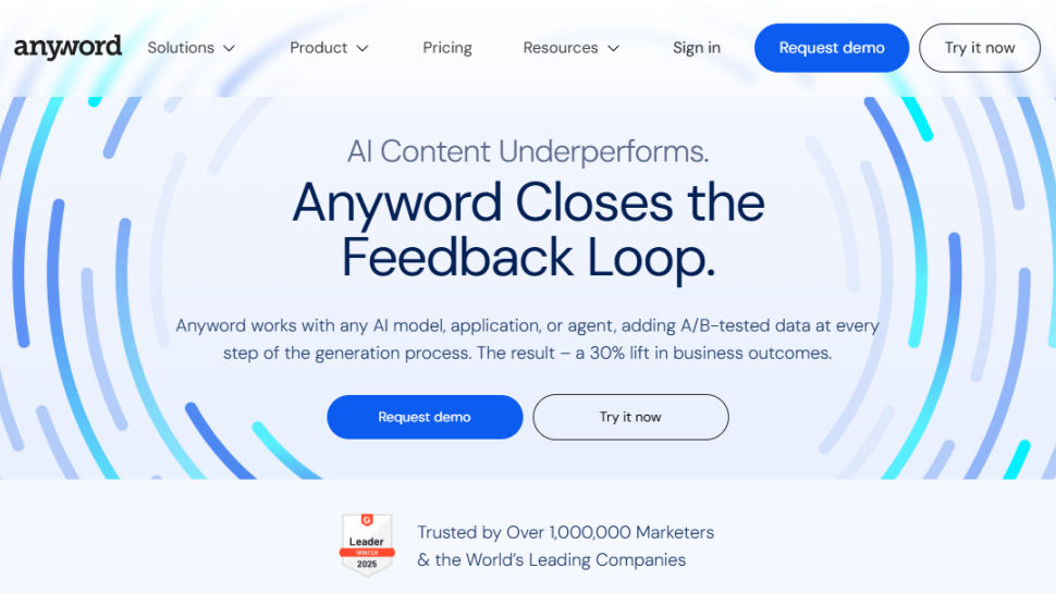 Anyword website screenshot (June 2025)