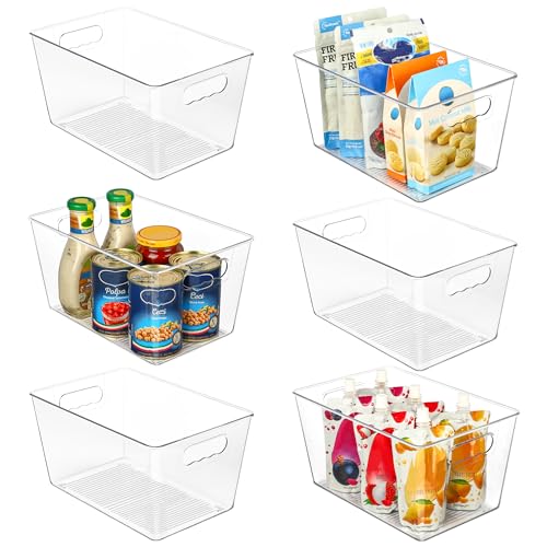 Vtopmart Fridge Organisers Plastic, Clear Kitchen Storage Boxes 6 Pack