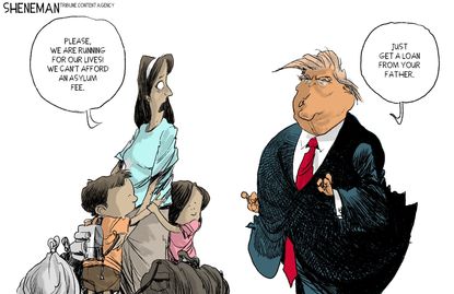 Political Cartoon U.S. Trump immigrants asylum family separation border politics