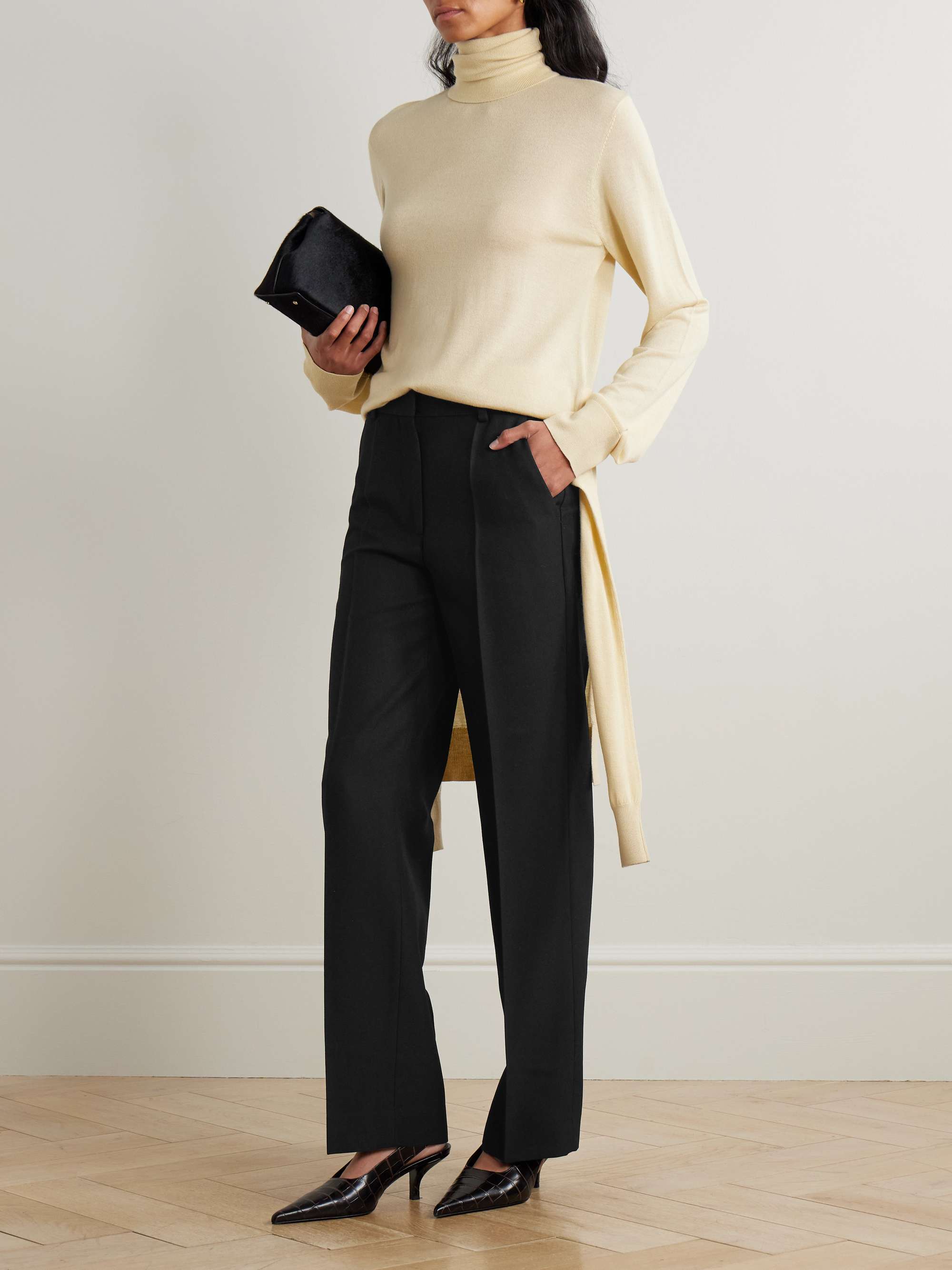 Recycled Grain De Poudre Straight-Leg Pants
