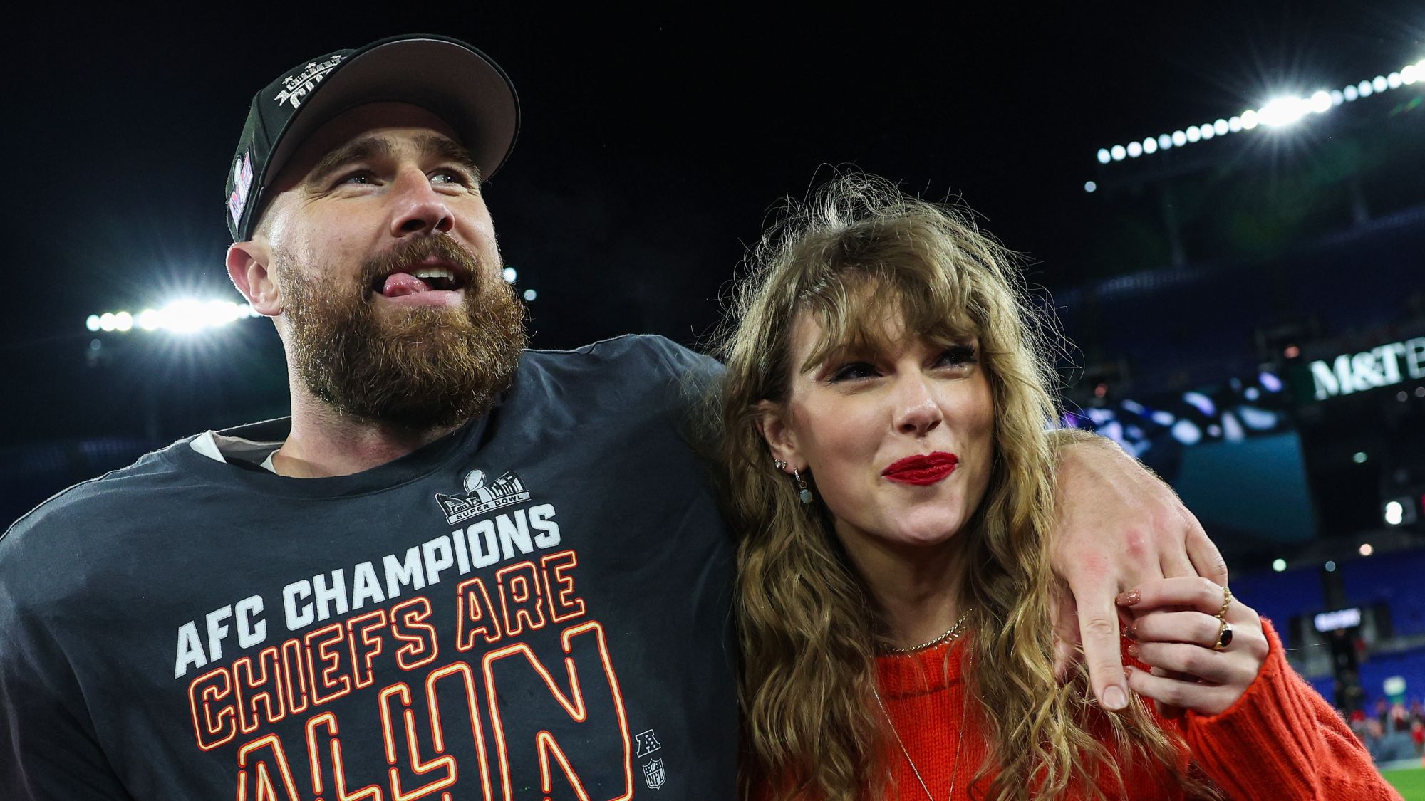 Travis Kelce and Taylor Swift at the AFC Championship