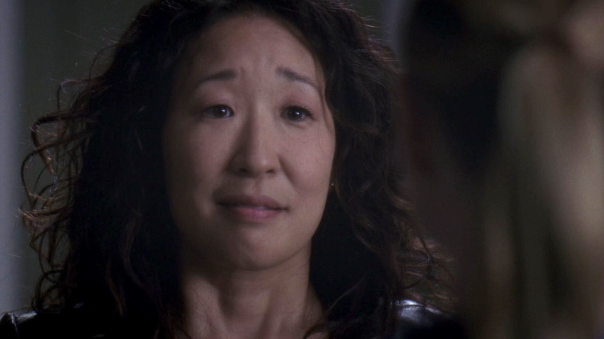 Cristina saying goodbye to Meredith on Grey's Anatomy. 