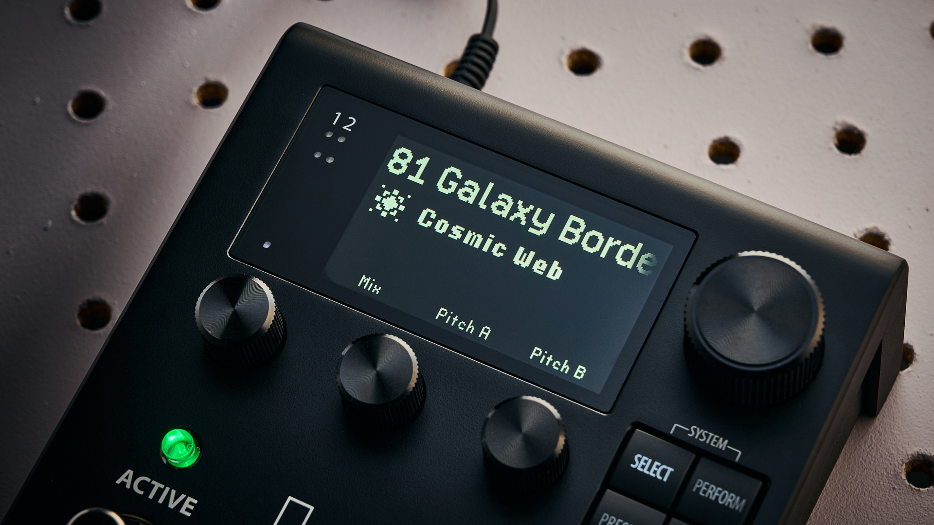 Close up of the screen on the Eventide H9 Harmonizer Gen 2 multi-effects pedal