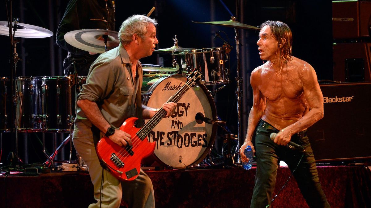 Iggy Pop (R) and Mike Watt (L) of Iggy Pop and the Stooges performs on stage during the Festival Cruilla 2012 held at the Forum on July 6, 2012 in Barcelona, Spain.