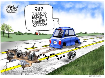 Political Cartoon U.S. Government Infrastructure Trump Administration