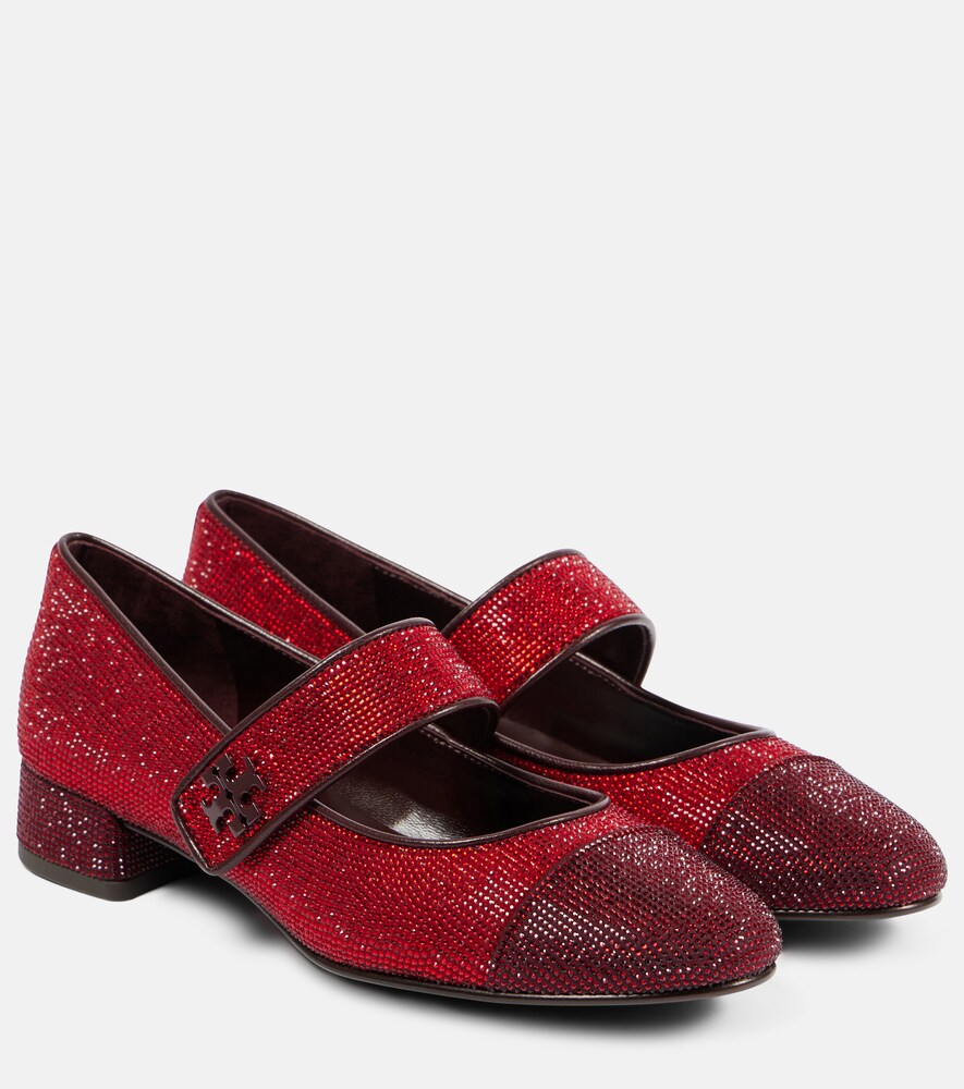 Embellished Leather Mary Jane Pumps