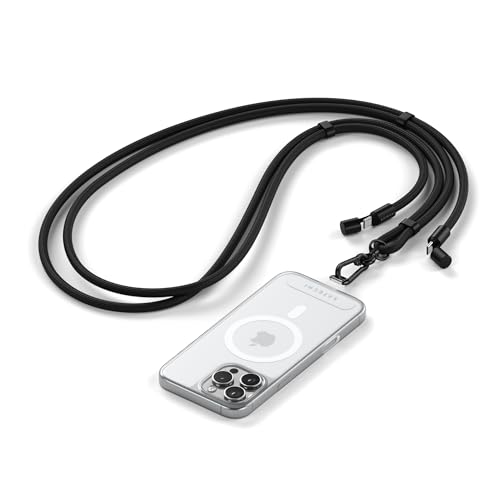 Satechi Onthego Usb-C Lanyard Cable, 60w Fast Charging, 480mbps Data Transfer, Built-In Crossbody Strap, Adjustable 1.5m / 4.9ft Braided Cord, Usb-C to Usb-C Cable for Iphone, Android &amp;ndash; Black