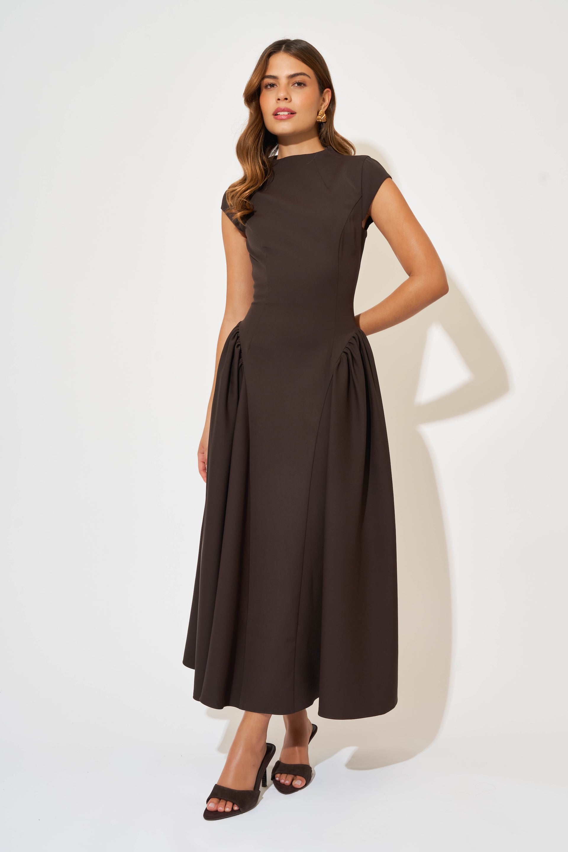 Cap Sleeve Midi Dress - Xxs