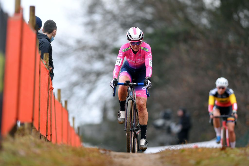 ZOLDER BELGIUM DECEMBER 27 Eva Lechner of Team Italy and Trinx Factory Team competes during the 17th Superprestige HeusdenZolder 2021 Womens Elite SuperprestigeCX SPHeusdenZolder on December 27 2021 in Zolder Belgium Photo by Luc ClaessenGetty Images