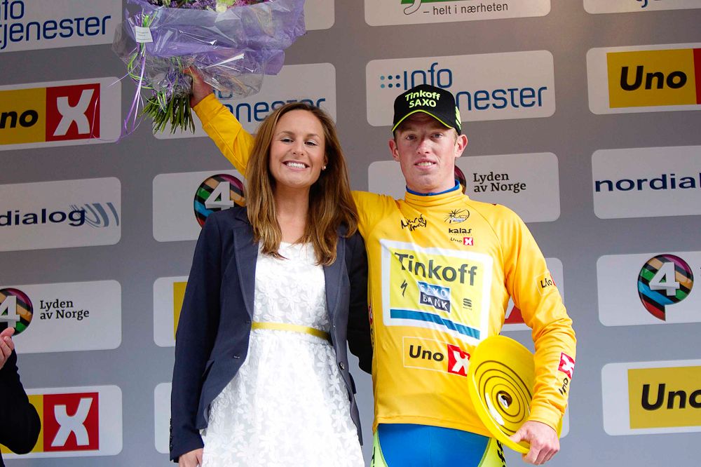 Jesper Hansen on the stage 3 podium.