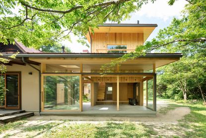 Timber house in the forest