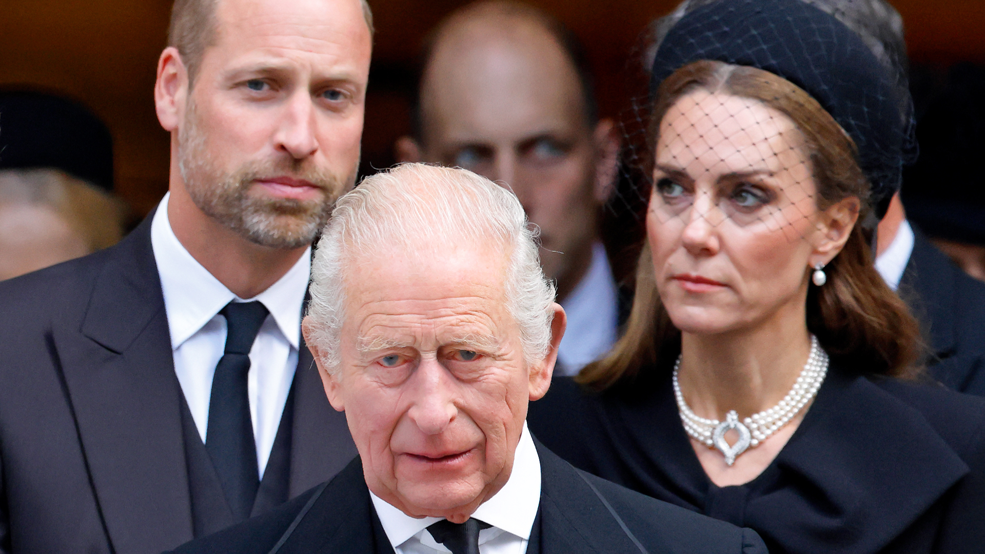 Prince William, King Charles, and Kate Middleton all wear black outfits to attend a Royal Family funeral in London