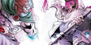 Zeus and Odin in Marvel Comics fighting