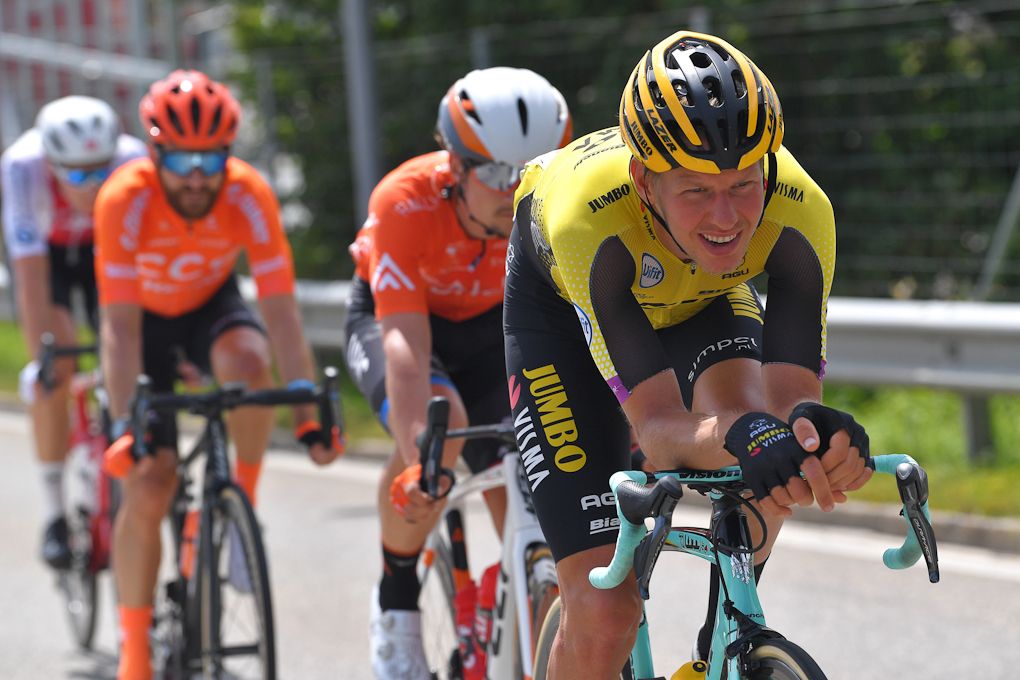 Taco Van Der Hoorn leads the day's breakaway during stage 4 at Tour de Suisse