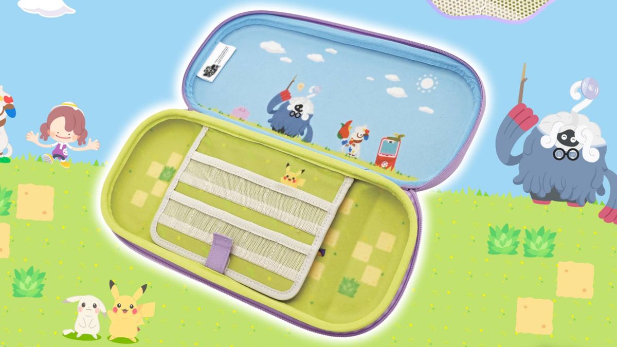 Official image of the Hori Pokemon Pokopia Puffy Hybrid Pouch for Nintendo Switch 2.