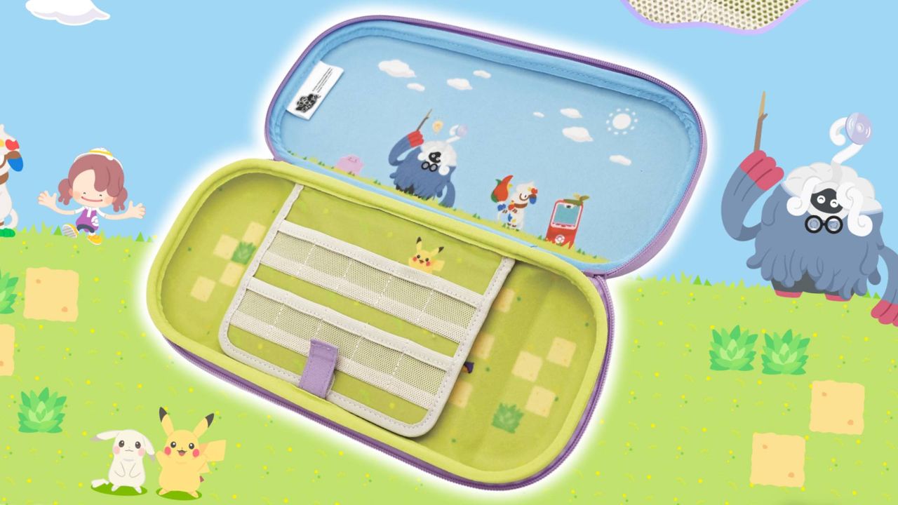 Official image of the Hori Pokemon Pokopia Puffy Hybrid Pouch for Nintendo Switch 2.